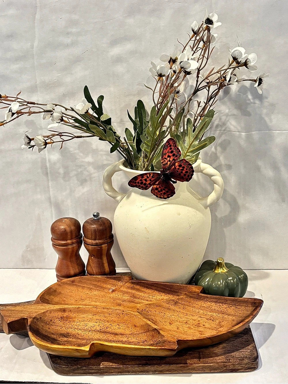 Wooden Leaf Serving Tray Brown